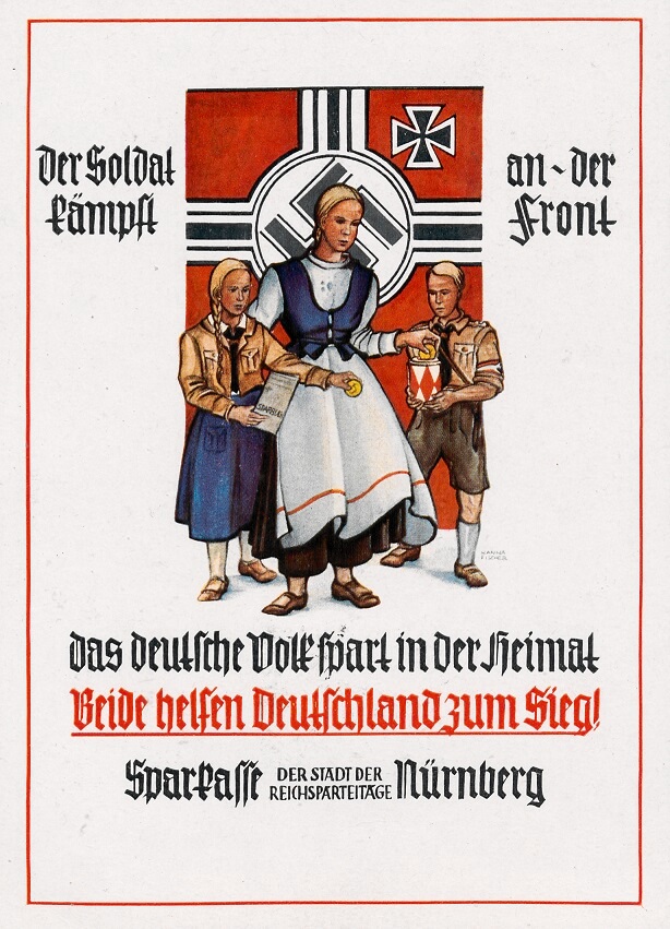Postkarte der „Sparkasse der Reichsparteitage Nürnberg“, 1940 (StadtAN A 5 Nr. 5194)