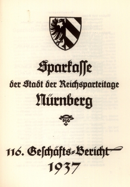 Deckblatt eines Geschäftsberichts der Sparkasse Nürnberg (StadtAN E 53/2 297, 23)